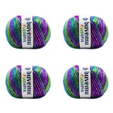 Buvemu Colorful Self-Striping Multicolor Fuzzy with Subtle Sheen Yarn,%56 Polyester%44 Acrylic, Each 1.76Oz (50 gr) / 125yds(115m)(4 Balls) (Purple, Turquoise, Green)