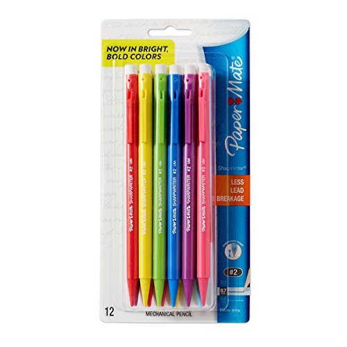 Paper Mate SharpWriter Mechanical Pencils, 0.7mm, HB #2, Assorted Colors, 12 Count