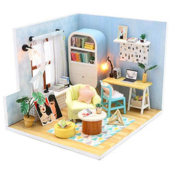 Dollhouse Miniature with Furniture,DIY 3D Wooden Doll House Kit Warm Home den Style Plus Dust Cover and Music Movement,1:24 Scale Creative Room Idea Best Gift for Children Friend Lover S903