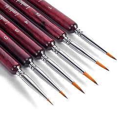 Detail Paint Brush, 6PCS Miniature Painting Brushes Kit, Professional Mini Fine Paint Brush Set, Suitable for Acrylic, Oil, Watercolor, Face, Nail, Scale Model Painting (Red)