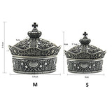 AVESON Creative Vintage Metal Alloy Crown Design Jewelry Box Ring Trinket Case Christmas Birthday Gift, Small