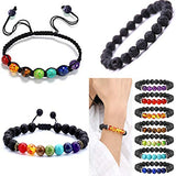 Lava Stone Box Set Kits Round Loose Chakra Rock Beads and Spacer Beads with Accessories Tools for