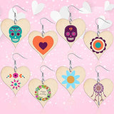 Loviflower Unfinished Wooden Blank Earrings Set, Including Heart Shape Wood Pendants, Earring Hooks, Jump Rings and Earring Backs for DIY Women Earring Jewelry Crafts Making Supplies (250 Pieces)