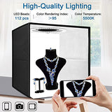 Light Box Photography, DUCLUS Portable Photo Studio Booth Box, 12" x 12" Professional Mini Shooting Tents with 112 LED Lights Dimmable, 6 Backdrops for Small Product: Jewelry, Miniature Models etc.
