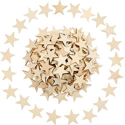500 Pieces Star Shape Unfinished Wood Pieces, Blank Wood Pieces Wooden Cutouts Ornaments for Craft Project and Decoration (2 Inch)