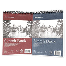 Bachmore Sketchpad 9X12" Inch (68lb/100g), 200 Sheets of TOP Spiral Bound Sketch Book for Artist Pro & Amateurs | Marker Art, Colored Pencil, Charcoal for Sketching (Mixed Color, 9''X12'')