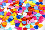 RayLineDo One Pack of 120 x Mixed Colours 2 Hole Heart 15mm Sew Craft Plastic DIY Buttons