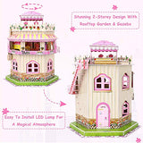 3D Puzzle Dollhouse for Kids, 3D Jigsaw Dollhouse Puzzle for Girls - Educational Paper Craft Toys for Game Xmas Birthday Easter Gifts, Easy to Assemble with LED Light - 101 Pieces