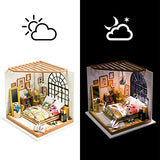 Rolife DIY Miniature Dollhouse Kit,Dreamy Bedroom with Furniture,Wooden Dollhouse Kit for Kids,Toy Playset Gift for Teens,Best Birthday/Christmas for Women and Girls