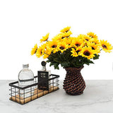 Velener Artificial Silk Sunflower with Rattan Vase Daisy Arrangement for Home Decor (6 Bunches)