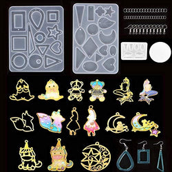 3 Pcs Earring Epoxy Resin Molds with 8pcs Bezel Charms Pendants,Bezel Pendants Charms Silicone Molds for Resin Earring,Keychains, Jewelry DIY Hollow Trays