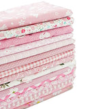 RAYLINE-DO RayLineDo 15PCS 48cmX48cm Cherry Pink Cotton Patchwork Fabric Bundle Squares Quilting Scrapbooking Sewing Art Craft Beds Curtains Pillows Pajamas Making Fabric