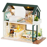 Dollhouse Miniature with Furniture,DIY 3D Wooden Doll House Kit Nordic Duplex Style Plus with Dust Cover and LED Lights,1:24 Scale Creative Room Idea Best Gift for Children Friend Lover