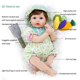 Milidool Reborn Baby Dolls, Realistic Newborn Baby Dolls, 22 inch Real Life Weighted Cloth Body Baby Dolls Girl with Garden Toy Gift Set