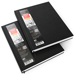 ARTEZA 8.5x11" Hardbound Sketchbook, Set of 2 Heavyweight Hard Cover Sketch Journals, 110 Sheets