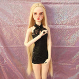 1/3 BJD SD Doll Wig 9-10 Inch High Temperature Synthetic Fiber Long Straight Brown with Single Braided Hair Wig BJD Doll Wigs for 1/3 1/4 1/6 BJD SD Doll(88#)