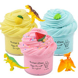3 Pack Dinosaur Slime Kit for Kids,Scented Butter Slimes with Yellow Pineapple Mint Leaf Pink Watermelon.Super Soft Stretchy Non-Sticky Slime for Girls and Boys