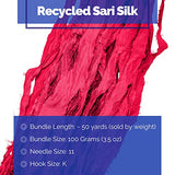 Revolution Fibers - 100% Recycled Saree (Sari) Silk Ribbon Yarn - Bulky Weight - 50 Yards per 100 Grams | Knitting & Crocheting | Jewelry Making, Gift Wrapping and Weaving (Maroon & Reds Mix)
