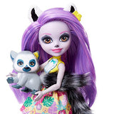 Enchantimals Larissa Lemur  Doll & Ringlet Figure, 6-inch Small Doll, with Long Purple Hair, Animal Ears and Tail, Removable Skirt and Shoes, Gift for 3 to 8 Year Olds [Amazon Exclusive]