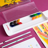 HIMI Watercolor Paint Set, Premium Watercolour Paint Box with 12 Colors Pigment,1 Hook Line Pen,1 Drawing Pencil, Watercolor Paper Pad,for Artists, Painting,Professionals, Beginner Painters-White Case