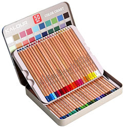 KALOUR Pro Pastel Chalk Colored Pencils,Set of 50 Colors,Color Charcoal Pencils for Drawing Sketching Coloring Shading,Art Supplies for Adults Artists