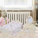 Zerodis 6Pcs/Set Dollhouse Bedroom Set 1:12 Scale Wooden Mini Furniture Accessories Bed Table Wardrobe Stool Ornament Decor