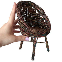 Miniature Chair For 1:3 Scale Dolls. Handmade Wicker Furniture Seat Dollhouse
