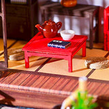 F Fityle Dollhouse Miniature with Furniture Garden Decoration, DIY Wooden Dollhouse Kit Chinese Style Country Cottage, 1:24 Scale Creative Room