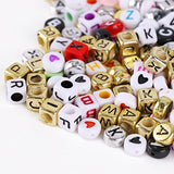 Tinksky Mixed Acrylic Alphabet Letters Beads Cube Charms for DIY Loom Bands Bracelets