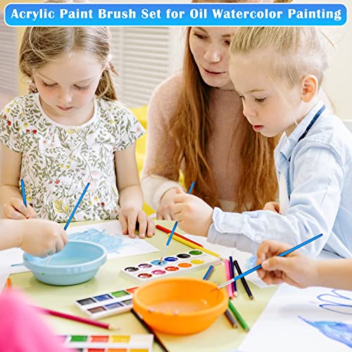 Small Paint Brushes Bulk, Anezus 50 Pcs Flat Tip Round Acrylic Paint  Brushes for Kids Classroom Acrylic Watercolor Canvas Face Painting Touch Up