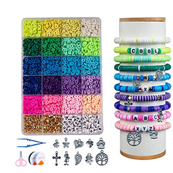 Clay Beads 4800 Pcs Bracelet Making Kit - 20 Colors Polymer Clay Beads for Bracelet Making - Jewelry Making kit with Bracelet Making Kit for Bracelets Necklace