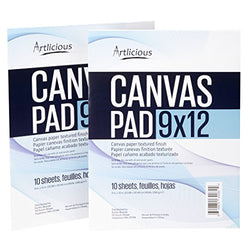 Artlicious - 9x12 Canvas Pads, 10 Sheets, 100% Duck Canvas, Triple Primed, Alternative to Stretched Canvas, Panels or Boards (2 Pads)