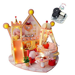 WYD 1:12 Scale Doll House Miniature Furniture Kit DIY Castle Wooden House Model and Beautiful Music Movement Can Be Used for Furniture for Romantic Artwork Gift (Sweetheart Castle)
