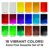 Marie's Extra Fine Gouache Opaque Watercolor Paint Set 12 ml Tubes - Assorted Colors - [Set of 18]