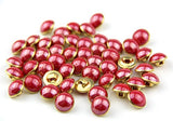 RayLineDo 25Pcs Pearl Red Half Resin Dome Cap Copper Base Crafting Sewing DIY Buttons-13mm