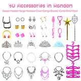 76 PCS Doll Clothes and Accessories for Barbie 11.5 inch Doll 16 Slip Dresses 20 Pair of Shoes 10 Handbags 30 Jewelry Accessories Fashion Outfits Necklace Mirror Earring Crown Hanger in Random