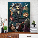 Diamond Painting Rhinestone Embroidery Crafts Home Wall Decoration Gifts 2 Packs of 5D Full Diamond Painting kit Halloween Skull Jack and Sally Children and Adults Preferred Size: 15.7 X11.8inch