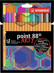 STABILO Fineliner point 88 - ARTY - Pack of 18 - Assorted Colours