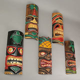 Zeckos Set of 10 Hand-Carved Tropical Island Style Tiki Masks Decorative Wall Hangings 12 Inches High