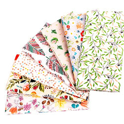 7Pcs 19.6inchx19.6inch(50x50cm) Cotton Fat Quarter Fabric Bundle Precut Quilting Fabric Printed Flowers with 7 Different Pattern for Patchwork DIY Craft Sewing Quilting Project, Pink Floral (QS-005)