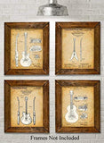 Original Gibson Guitars Patent Art Prints - Set of Four Photos (8x10) Unframed - Makes a Great Gift Under $20 for Guitar Players