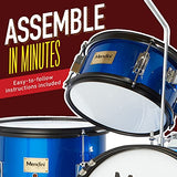 Mendini By Cecilio Kids Drum Set - Starter Drums Kit with Bass, Toms, Snare, Cymbal, Hi-Hat, Drumsticks & Seat - Musical Instruments Beginner Sets, Dark Red Drum Set