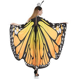 Spooktacular Creations Butterfly Wing Cape Shawl with Lace Mask and Black Velvet Antenna Headband Adult Women Halloween Costume Accessory (Orange)