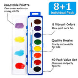 8 Colors Watercolor Paint Set Bulk, Pack of 40, Shuttle Art Watercolor Paint Set with Paint Brushes for Kids and Adults, Washable Paint for Classroom, Parties, Kindergarten and Art Activities