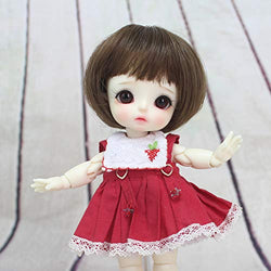 5-6 Inch Lovely Bob Straight Hair with Bangs Ponytail BJD Wigs 1/8 Lati Light Brown Mohair