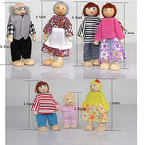 Wooden Doll House Family Dress-up Characters, Family Role-Play Dress-up Characters Grandpa, Grandma, Mom, Dad, Children, Baby Family of 7