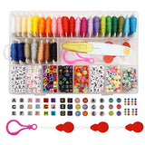 Friendship Bracelet Making Beads Kit, Letter Beads, Peirich 28 Multi-Color Embroidery Floss Over