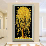 RAILONCH 5D Diamond Painting by Number Kit for Adult, Full Drill DIY Diamond Embroidery Kit Arts Craft for Home Wall Decor(Golden Tree) (60x110cm)