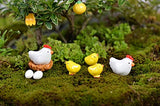 Easy 99 Mini Animals Miniature Figurines Fairy Garden Miniature Moss Landscape DIY Terrarium Crafts Ornament Accessories for Home Décor (Chicken Family, Set of 24)