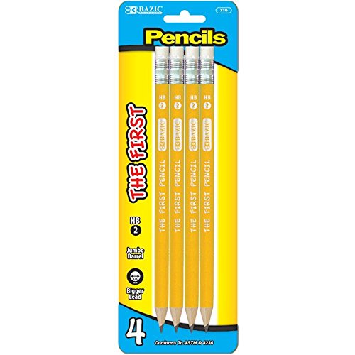 Set of 2 BAZIC #2 The First Jumbo Premium Yellow Pencil (4/pack) Total of 8